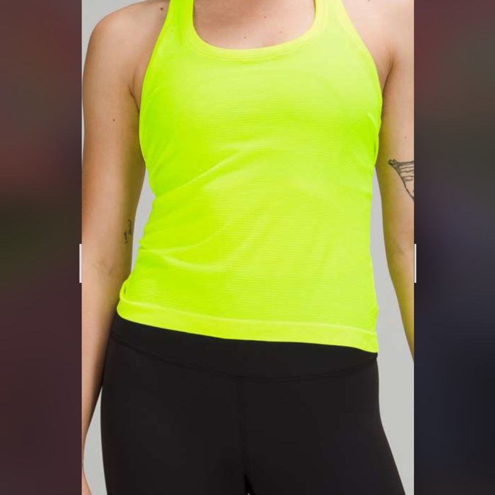 Lululemon Athletica High Neck Tank 2.0 - neon yellow highlighter yellow